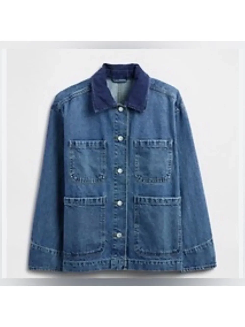 Gap Relaxed Denim Farm Utility Chore Jacket Coat NWOT XS Workwear Ranch - Picture 3 of 10